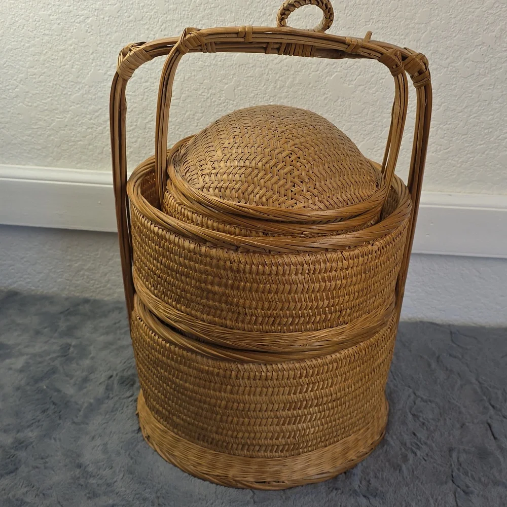 Vintage Basket Set Woven Hand Made